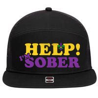 Help Me I'm Sober Mardi Gras 7 Panel Mesh Trucker Snapback Hat