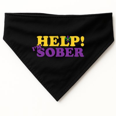 Help Me I'm Sober Mardi Gras USA-Made Doggie Bandana