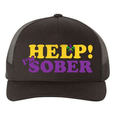 Help Me I'm Sober Mardi Gras Yupoong Adult 5-Panel Trucker Hat