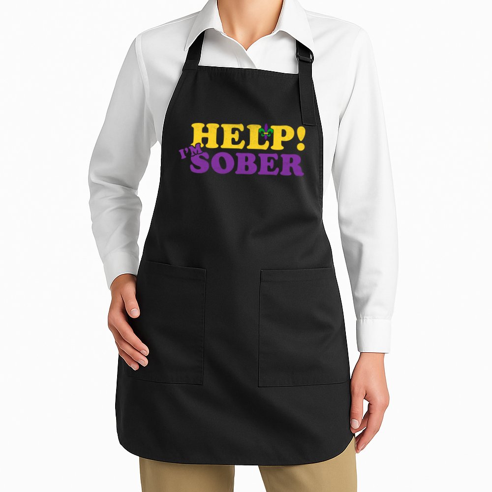 Help Me I'm Sober Mardi Gras Apron