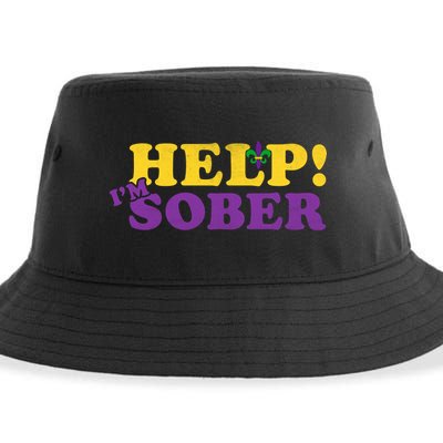 Help Me I'm Sober Mardi Gras Sustainable Bucket Hat