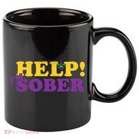 Help Me I'm Sober Mardi Gras 11oz C Handle Ceramic Mug