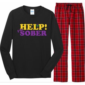 Help Me I'm Sober Mardi Gras Long Sleeve Pajama Set