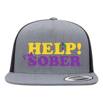 Help Me I'm Sober Mardi Gras Flat Bill Trucker Hat