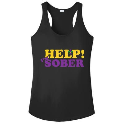 Help Me I'm Sober Mardi Gras Ladies PosiCharge Competitor Racerback Tank