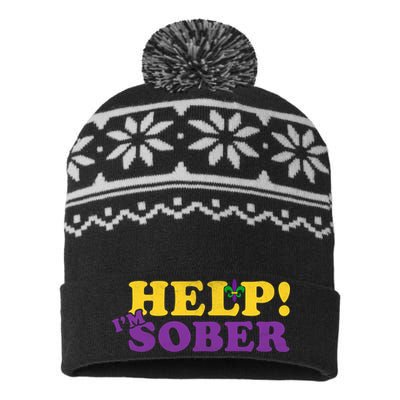 Help Me I'm Sober Mardi Gras USA-Made Snowflake Beanie