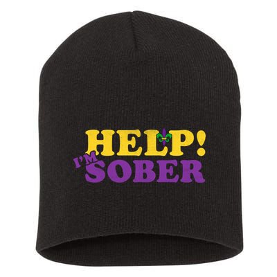 Help Me I'm Sober Mardi Gras Short Acrylic Beanie