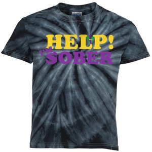 Help Me I'm Sober Mardi Gras Kids Tie-Dye T-Shirt