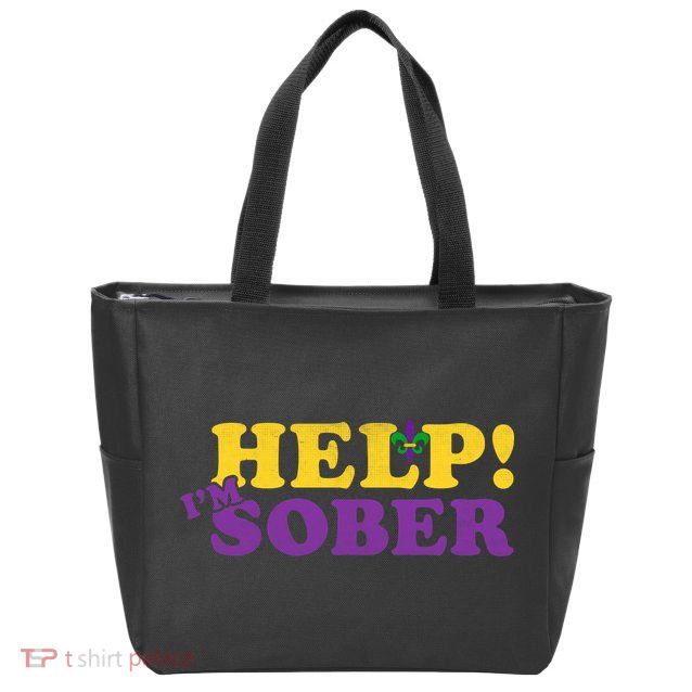 Help Me I'm Sober Mardi Gras Zip Tote Bag