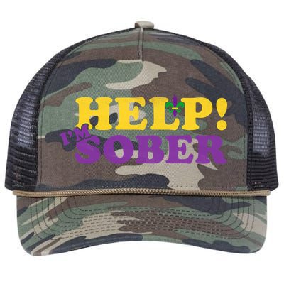 Help Me I'm Sober Mardi Gras Retro Rope Trucker Hat Cap