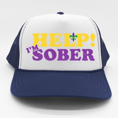 Help Me I'm Sober Mardi Gras Trucker Hat