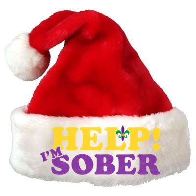 Help Me I'm Sober Mardi Gras Premium Christmas Santa Hat