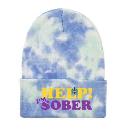 Help Me I'm Sober Mardi Gras Tie Dye 12in Knit Beanie