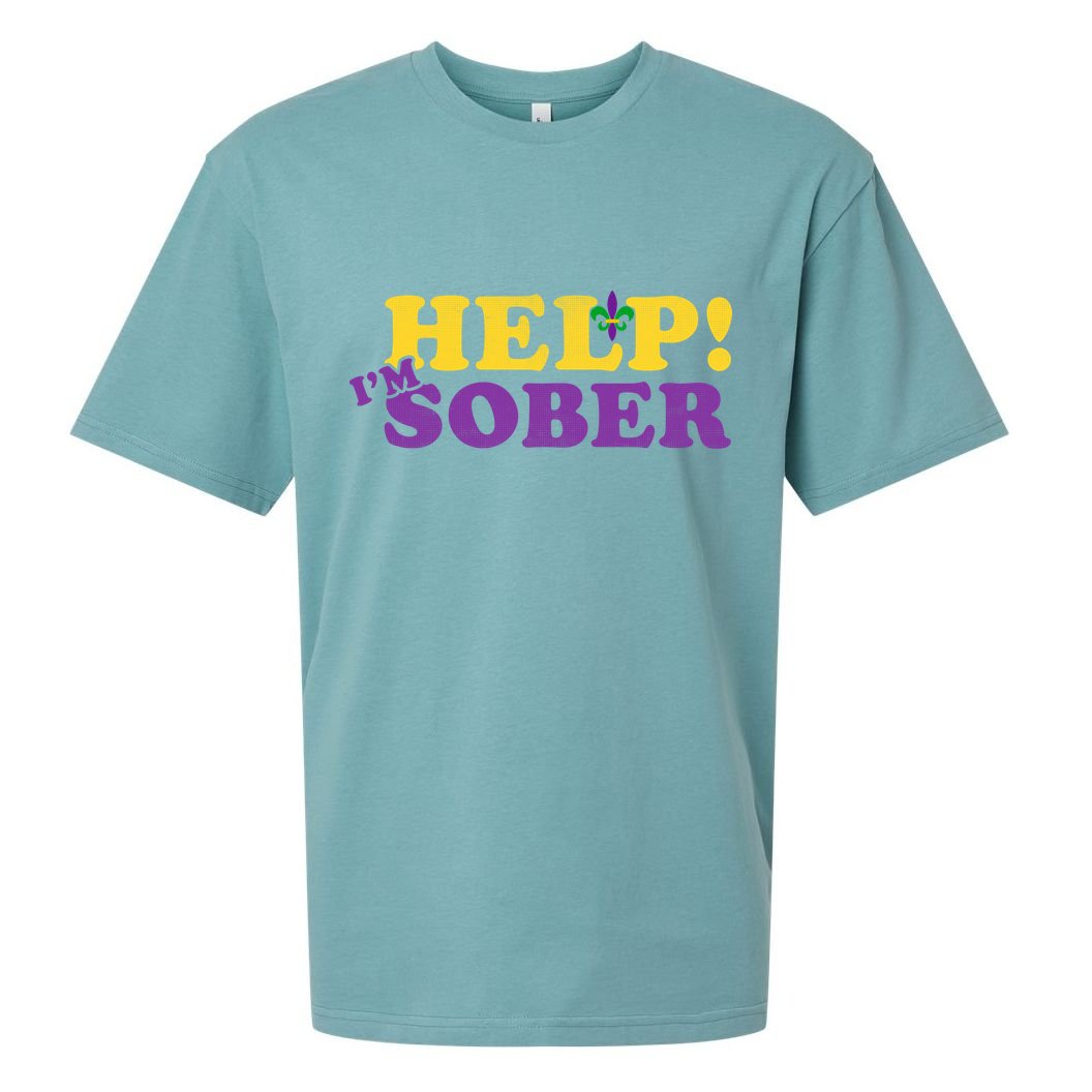 Help Me I'm Sober Mardi Gras Sueded Cloud Jersey T-Shirt
