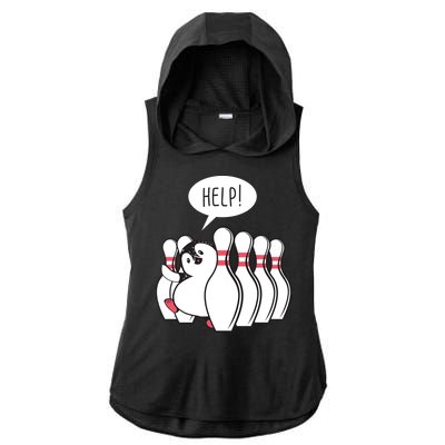 Help Penguin Bowling Pin Ladies PosiCharge Tri-Blend Wicking Draft Hoodie Tank