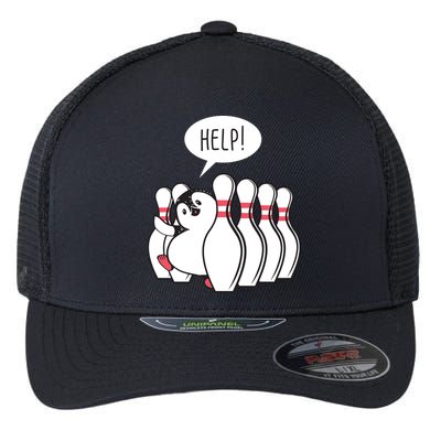 Help Penguin Bowling Pin Flexfit Unipanel Trucker Cap