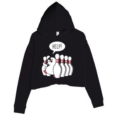 Help Penguin Bowling Pin Crop Fleece Hoodie