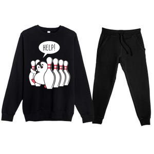 Help Penguin Bowling Pin Premium Crewneck Sweatsuit Set