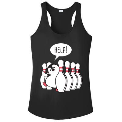 Help Penguin Bowling Pin Ladies PosiCharge Competitor Racerback Tank