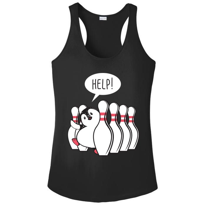 Help Penguin Bowling Pin Ladies PosiCharge Competitor Racerback Tank