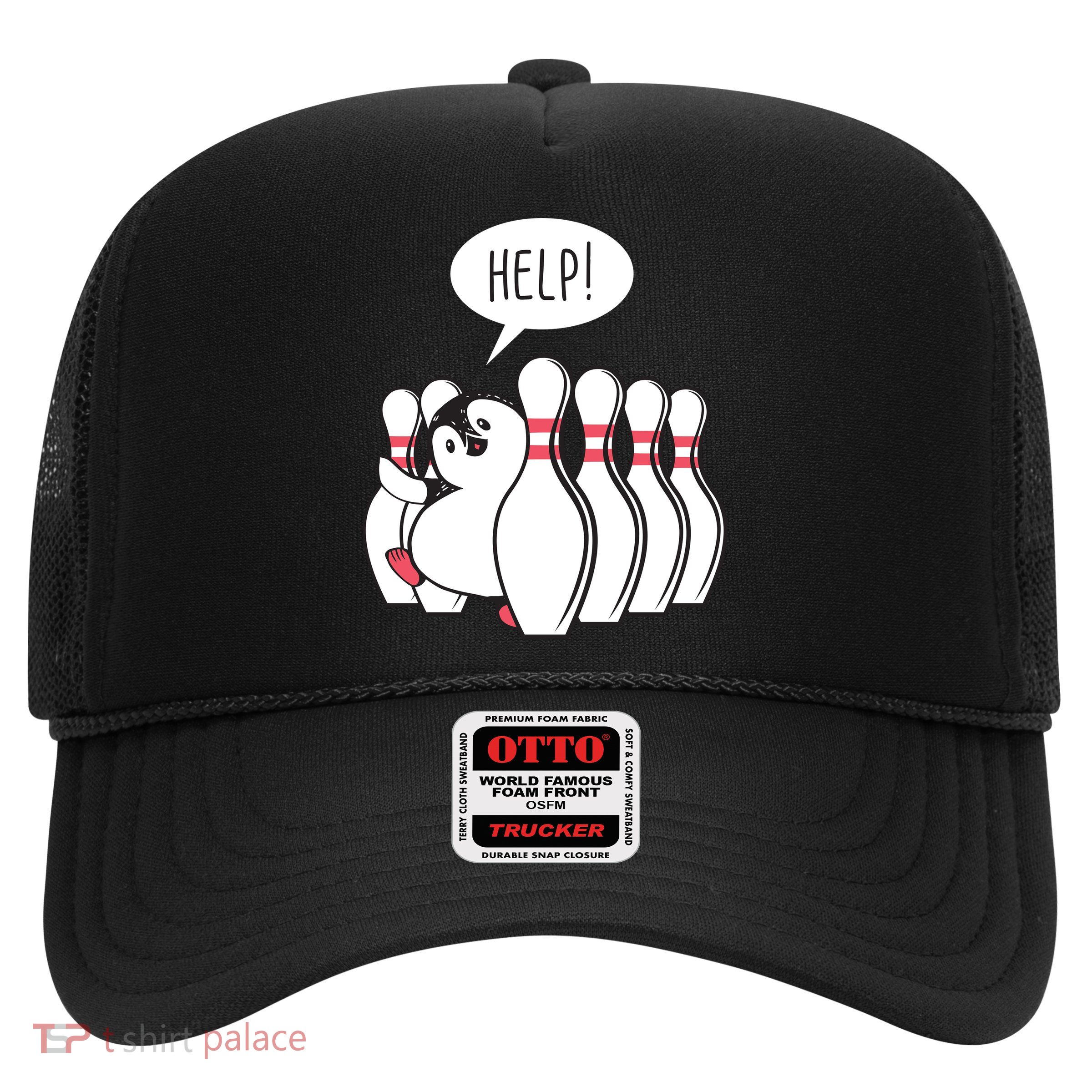 Help Penguin Bowling Pin Trucker Hat
