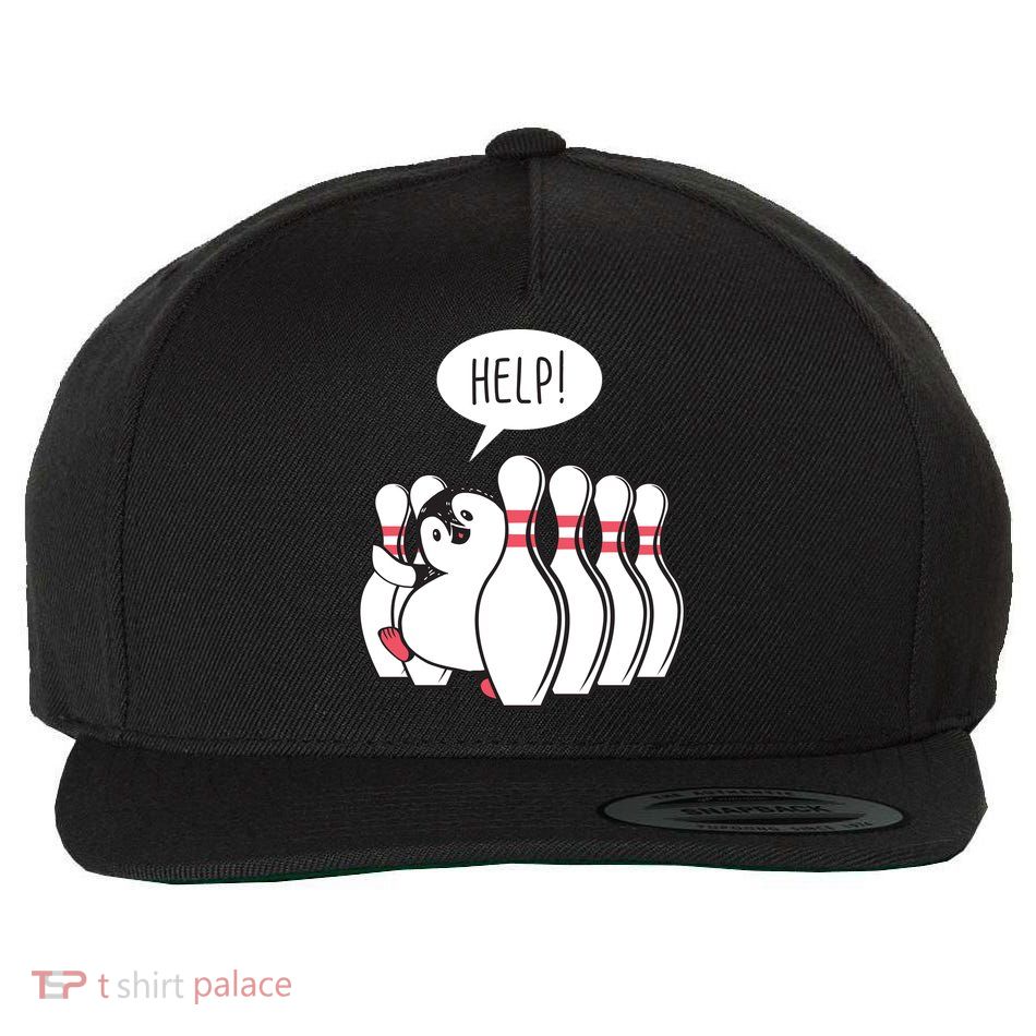 Help Penguin Bowling Pin Wool Snapback Cap