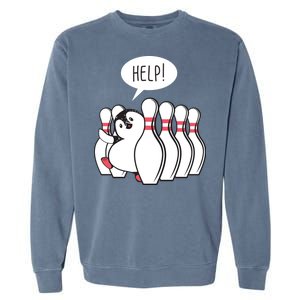 Help Penguin Bowling Pin Garment-Dyed Sweatshirt