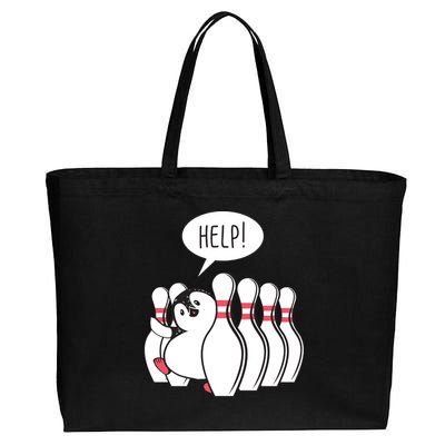 Help Penguin Bowling Pin Cotton Canvas Jumbo Tote