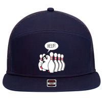 Help Penguin Bowling Pin 7 Panel Mesh Trucker Snapback Hat