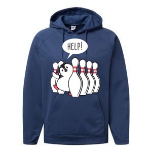 Help Penguin Bowling Pin Performance Fleece Hoodie