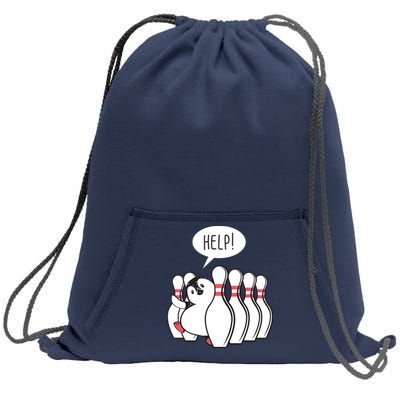 Help Penguin Bowling Pin Sweatshirt Cinch Pack Bag