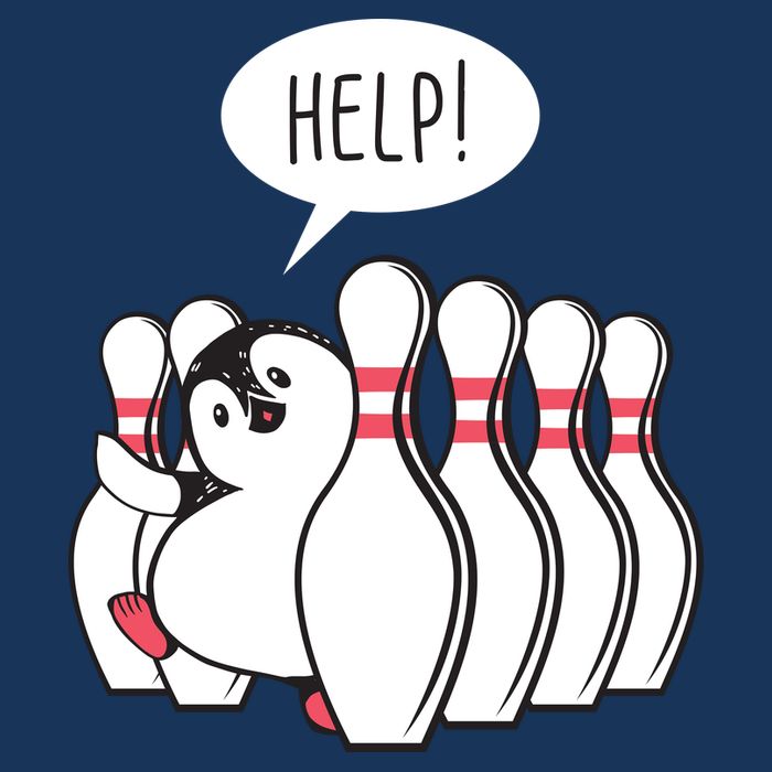 Help Penguin Bowling Pin Bucket Hat