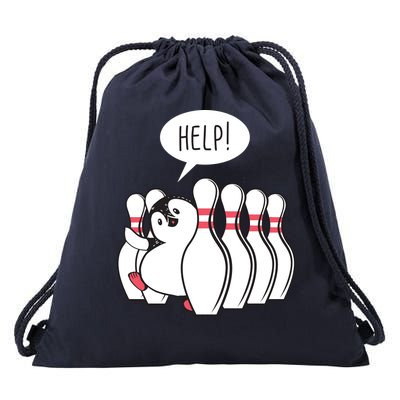 Help Penguin Bowling Pin Drawstring Bag