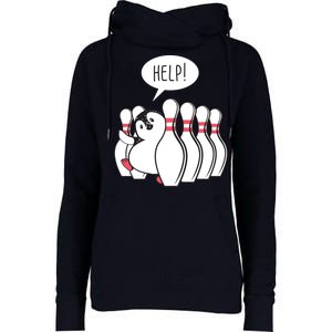 Help Penguin Bowling Pin Womens Funnel Neck Pullover Hood