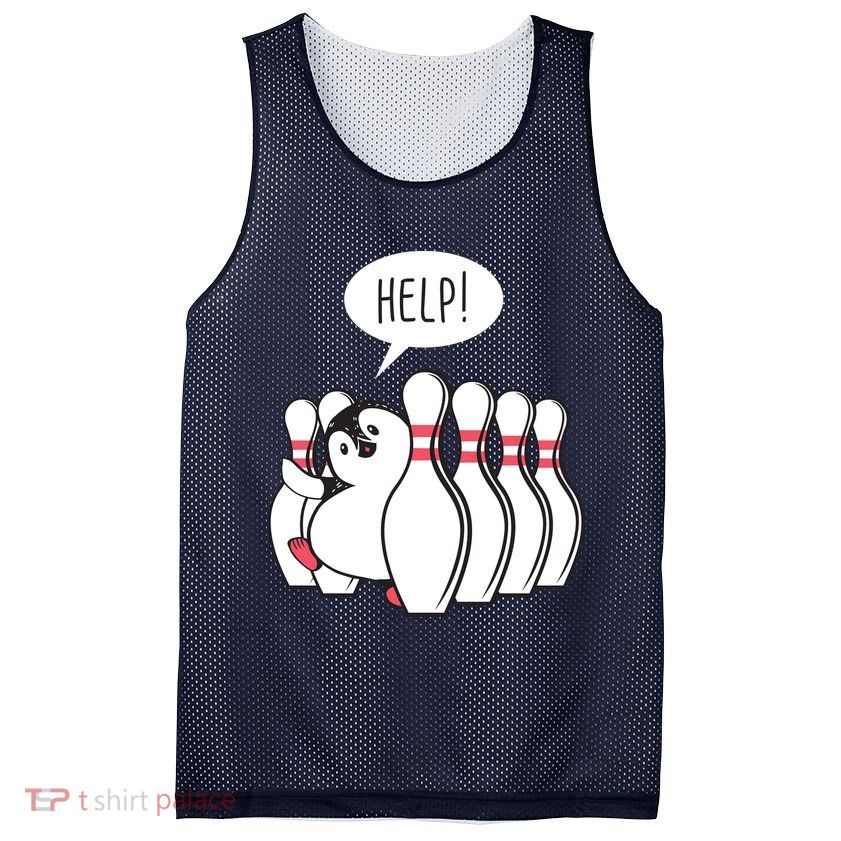 Help Penguin Bowling Pin Mesh Reversible Basketball Jersey Tank