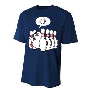 Help Penguin Bowling Pin Performance Sprint T-Shirt