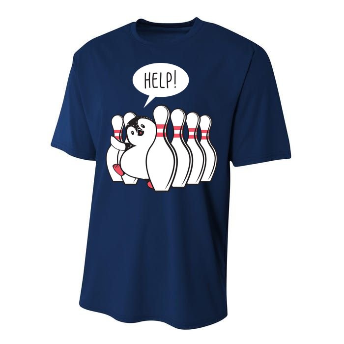 Help Penguin Bowling Pin Performance Sprint T-Shirt