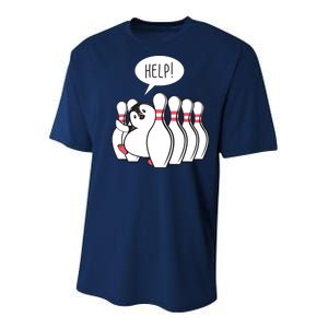 Help Penguin Bowling Pin Youth Performance Sprint T-Shirt