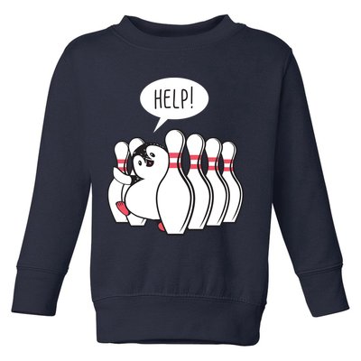 Help Penguin Bowling Pin Toddler Sweatshirt