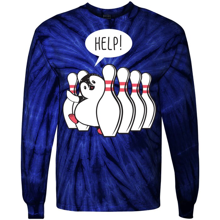 Help Penguin Bowling Pin Tie-Dye Long Sleeve Shirt