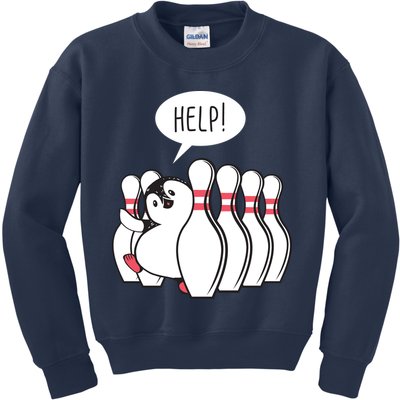 Help Penguin Bowling Pin Kids Sweatshirt