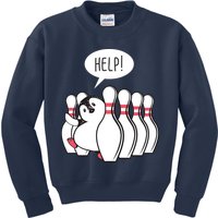 Help Penguin Bowling Pin Kids Sweatshirt