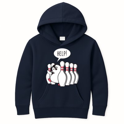 Help Penguin Bowling Pin Kids Hoodie