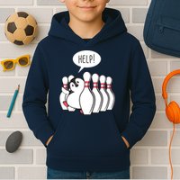 Help Penguin Bowling Pin Kids Hoodie