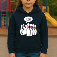 Help Penguin Bowling Pin Kids Hoodie