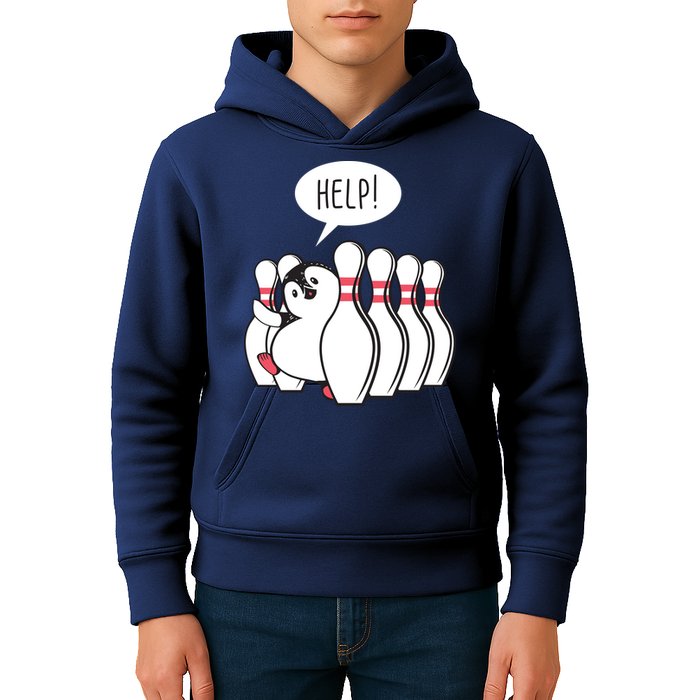 Help Penguin Bowling Pin Kids Hoodie