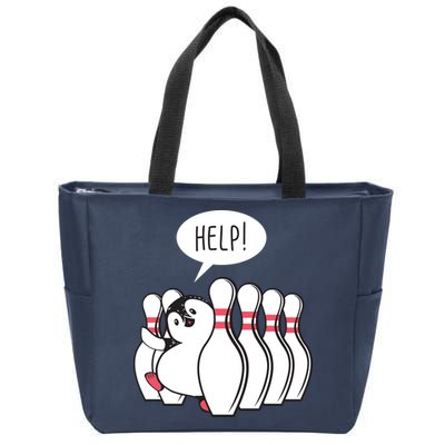 Help Penguin Bowling Pin Zip Tote Bag