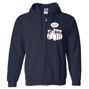 Help Penguin Bowling Pin Full Zip Hoodie