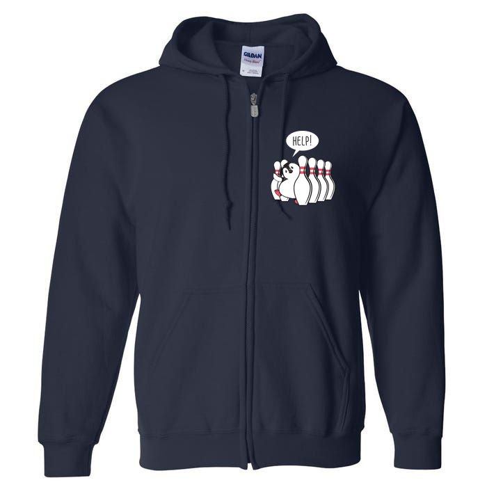 Help Penguin Bowling Pin Full Zip Hoodie