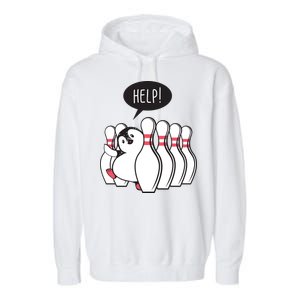 Help Penguin Bowling Pin Garment-Dyed Fleece Hoodie